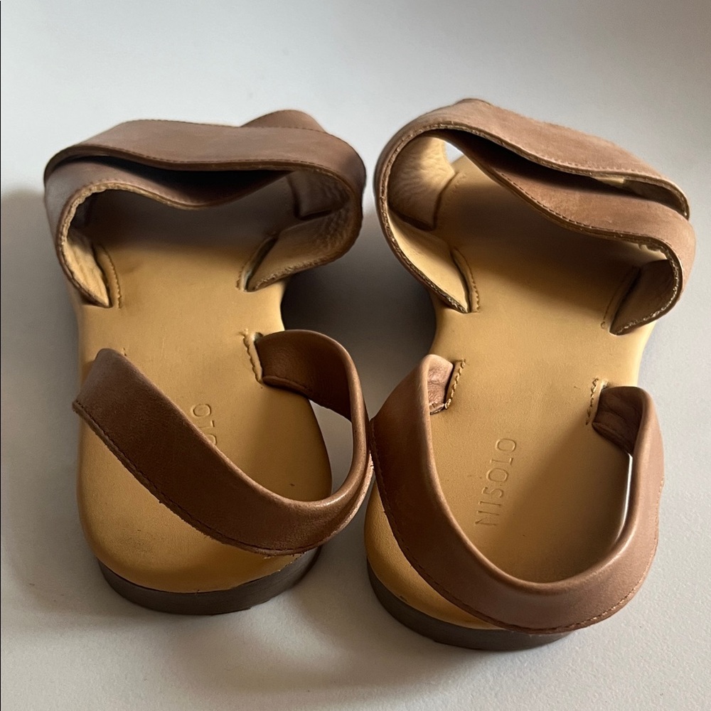 Nisolo Leather Crossband Slingback Sandals Women’s Size 10 Tan Brown Made Peru - Picture 4 of 9